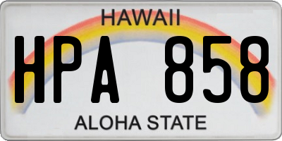 HI license plate HPA858