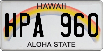 HI license plate HPA960