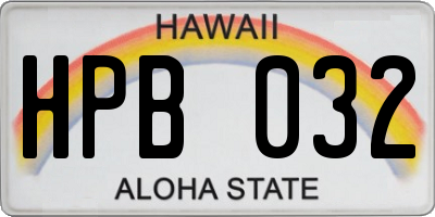 HI license plate HPB032