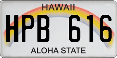 HI license plate HPB616