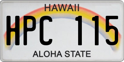 HI license plate HPC115