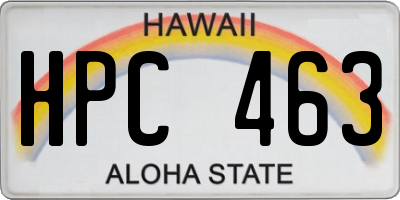 HI license plate HPC463
