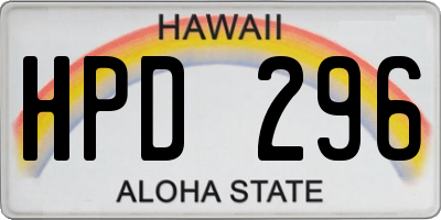 HI license plate HPD296
