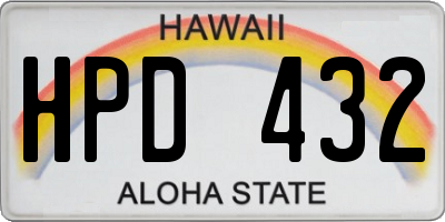 HI license plate HPD432