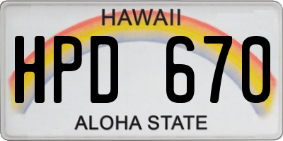 HI license plate HPD670
