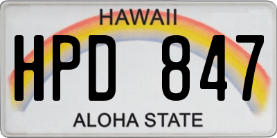 HI license plate HPD847