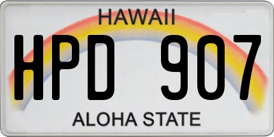 HI license plate HPD907