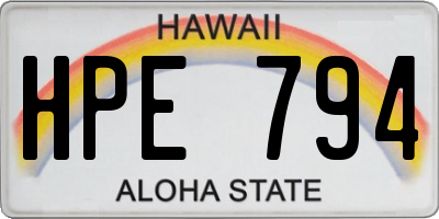 HI license plate HPE794