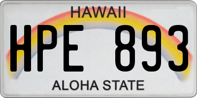 HI license plate HPE893