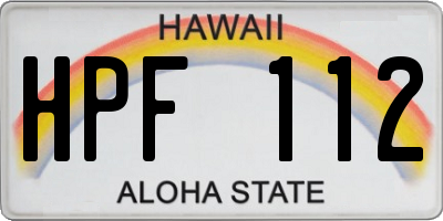 HI license plate HPF112