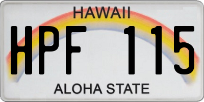 HI license plate HPF115