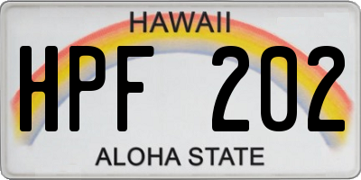 HI license plate HPF202