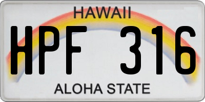 HI license plate HPF316