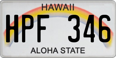 HI license plate HPF346