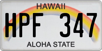 HI license plate HPF347