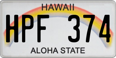 HI license plate HPF374