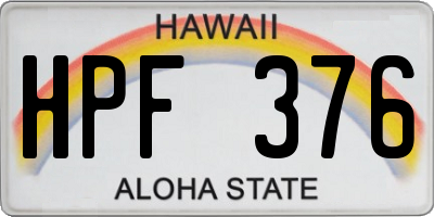HI license plate HPF376