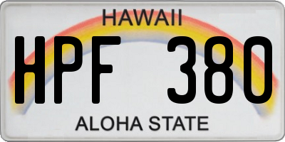 HI license plate HPF380