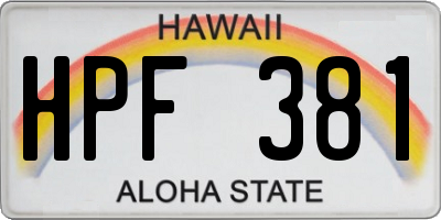HI license plate HPF381