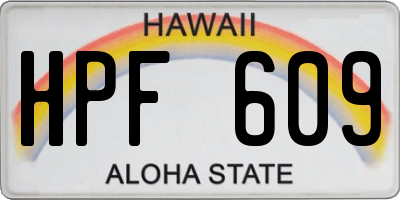 HI license plate HPF609
