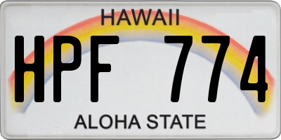 HI license plate HPF774