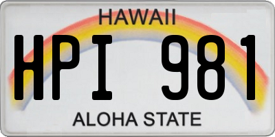 HI license plate HPI981