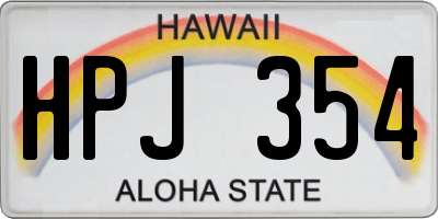 HI license plate HPJ354