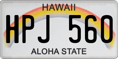 HI license plate HPJ560