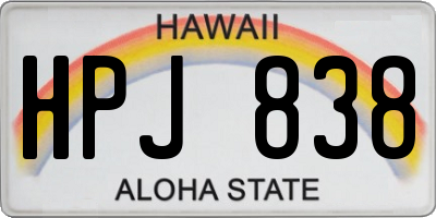 HI license plate HPJ838