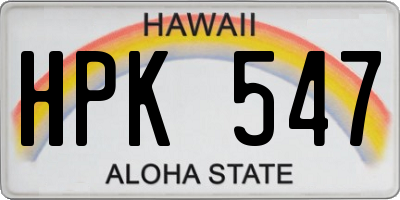 HI license plate HPK547