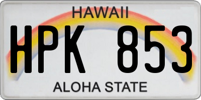 HI license plate HPK853