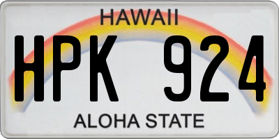 HI license plate HPK924