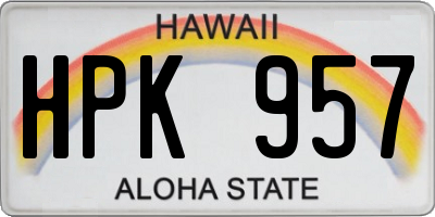 HI license plate HPK957