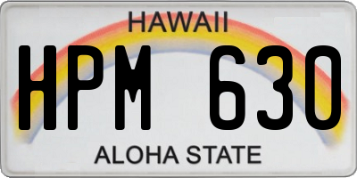 HI license plate HPM630
