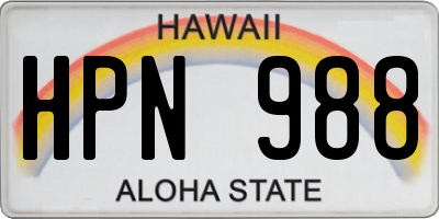 HI license plate HPN988