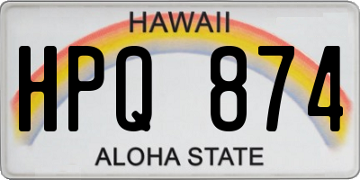 HI license plate HPQ874