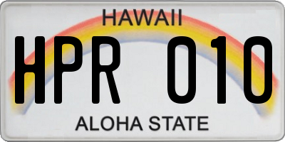 HI license plate HPR010