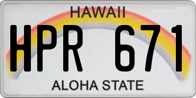 HI license plate HPR671
