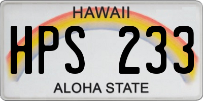 HI license plate HPS233