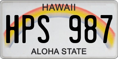 HI license plate HPS987