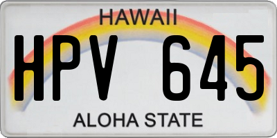 HI license plate HPV645