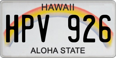 HI license plate HPV926