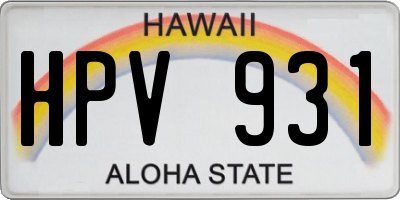 HI license plate HPV931