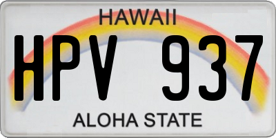 HI license plate HPV937