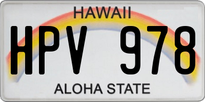 HI license plate HPV978