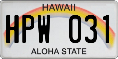 HI license plate HPW031
