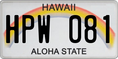 HI license plate HPW081