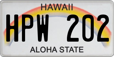 HI license plate HPW202