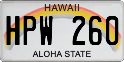 HI license plate HPW260