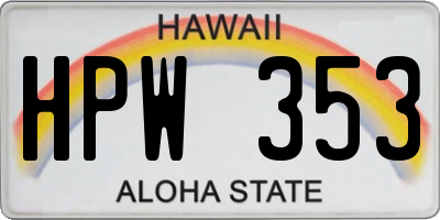 HI license plate HPW353